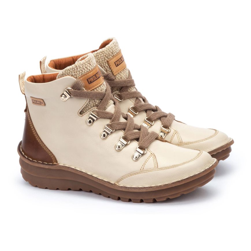 Women's Pikolinos CAZORLA Ankle Boots Cream / Brown | NZ J3879Q1